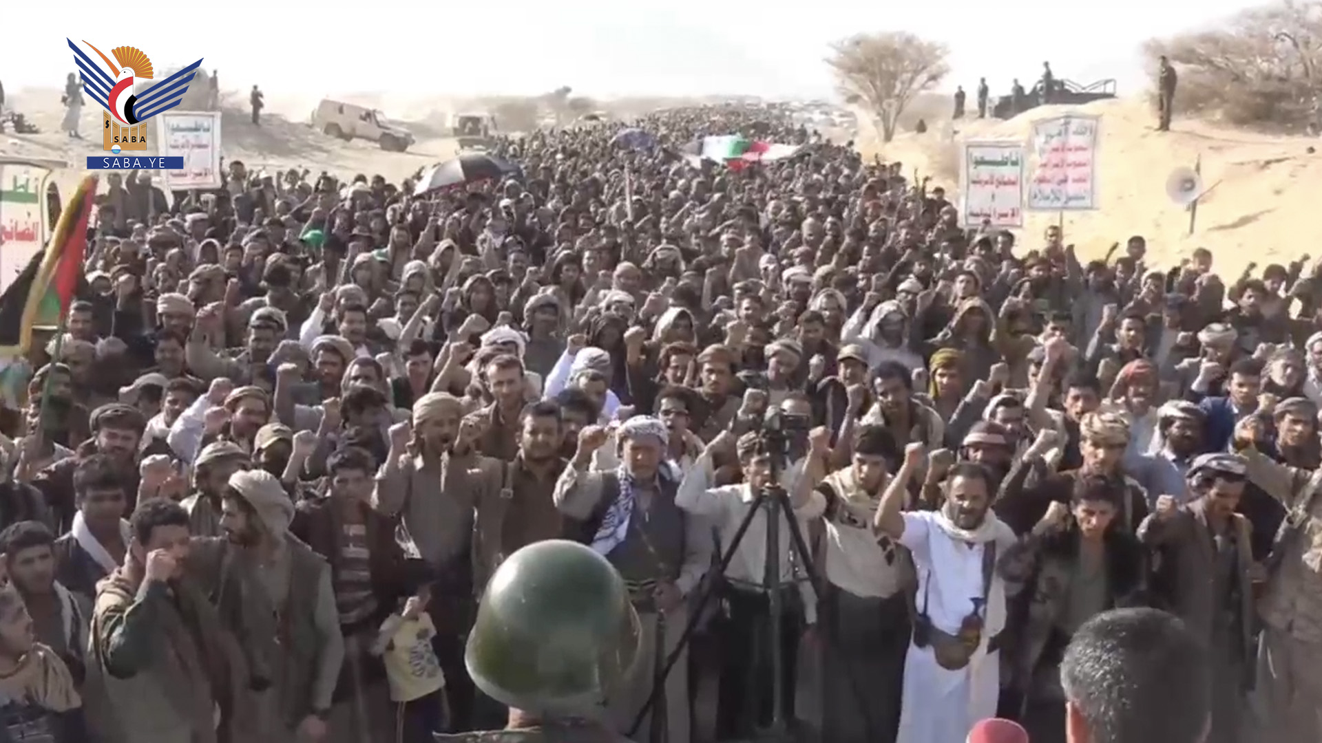 Große Demonstrationen in Marib unter dem Motto „Wir stehen Gaza bei und begegnen der US-Eskalation mit Eskalation