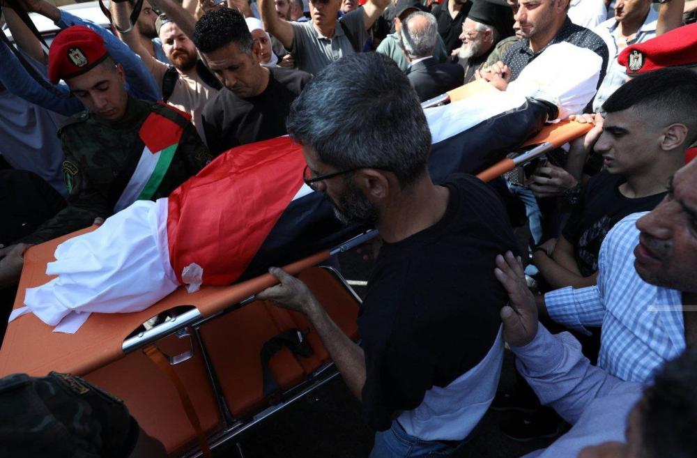 Large Palestinian crowds bid farewell to martyr Omar Shtayyeh in Nablus