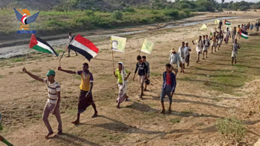 حجة.. مسير في اسلم ضمن الحملة الوطنية لنصرة الاقصى