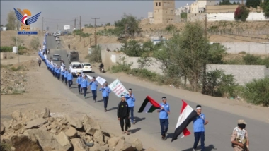 مسير لطلاب مدرسة الإمام علي ببني حشيش تضامنا مع فلسطين