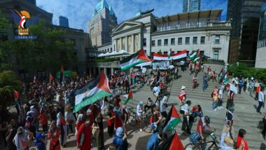 مسيرة حاشدة في فانكوفر الكندية تضامناً مع الشعبين الفلسطيني واليمني