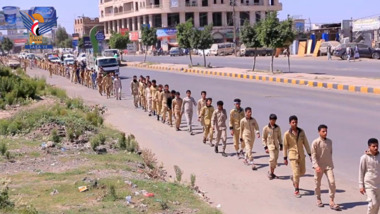 مسير طلابي بمحافظة صنعاء ابتهاجا بذكرى المولد النبوي