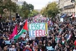 Une manifestation à Montréal, Canada, soutenant la résistance et dénonçant l'agression contre Gaza de la Palestine et le Liban