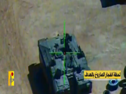 Hezbollah destroys Merkava tank in al-Jabin town school's vicinity , killing & wounding its crew