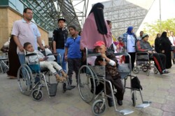 Sick children 4th batch leaves Rafah Crossing for treatment